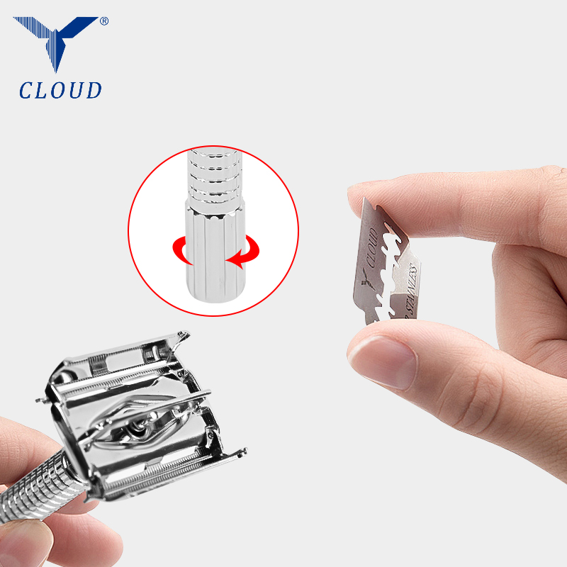 Rasoir manuel en forme de T ouvert à double tranchant en acier inoxydable 74