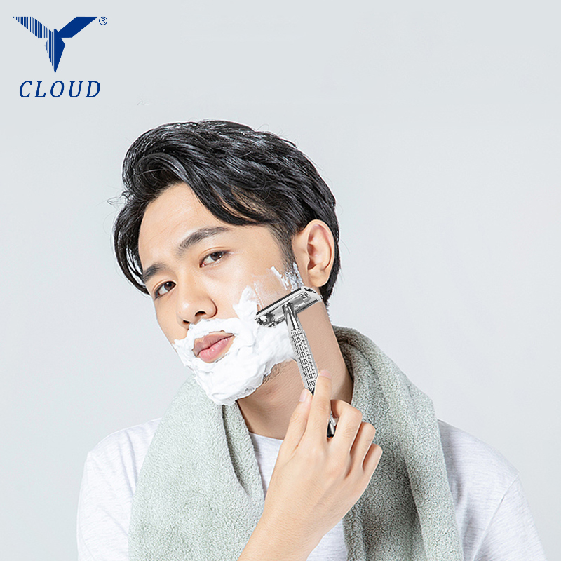 Rasoir manuel en forme de T ouvert à double tranchant en acier inoxydable 74